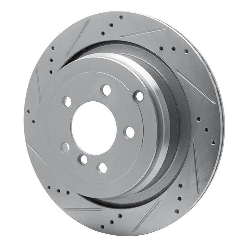 Land Rover Range Rover Brake Rotor (1) - Rear Left - R1 Concepts - Drilled & Slotted - Silver - `06-`12